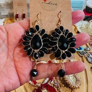 Chic Black Obsidian Teardrop Earrings
